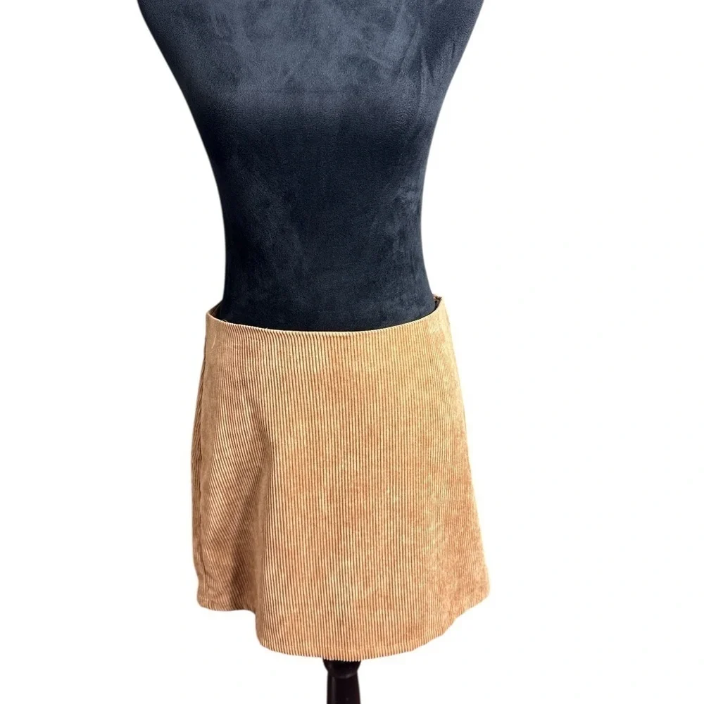 Honey Punch Tan Corduroy Mini Skirt Size L | Lined | Retro 90s Y2K Style